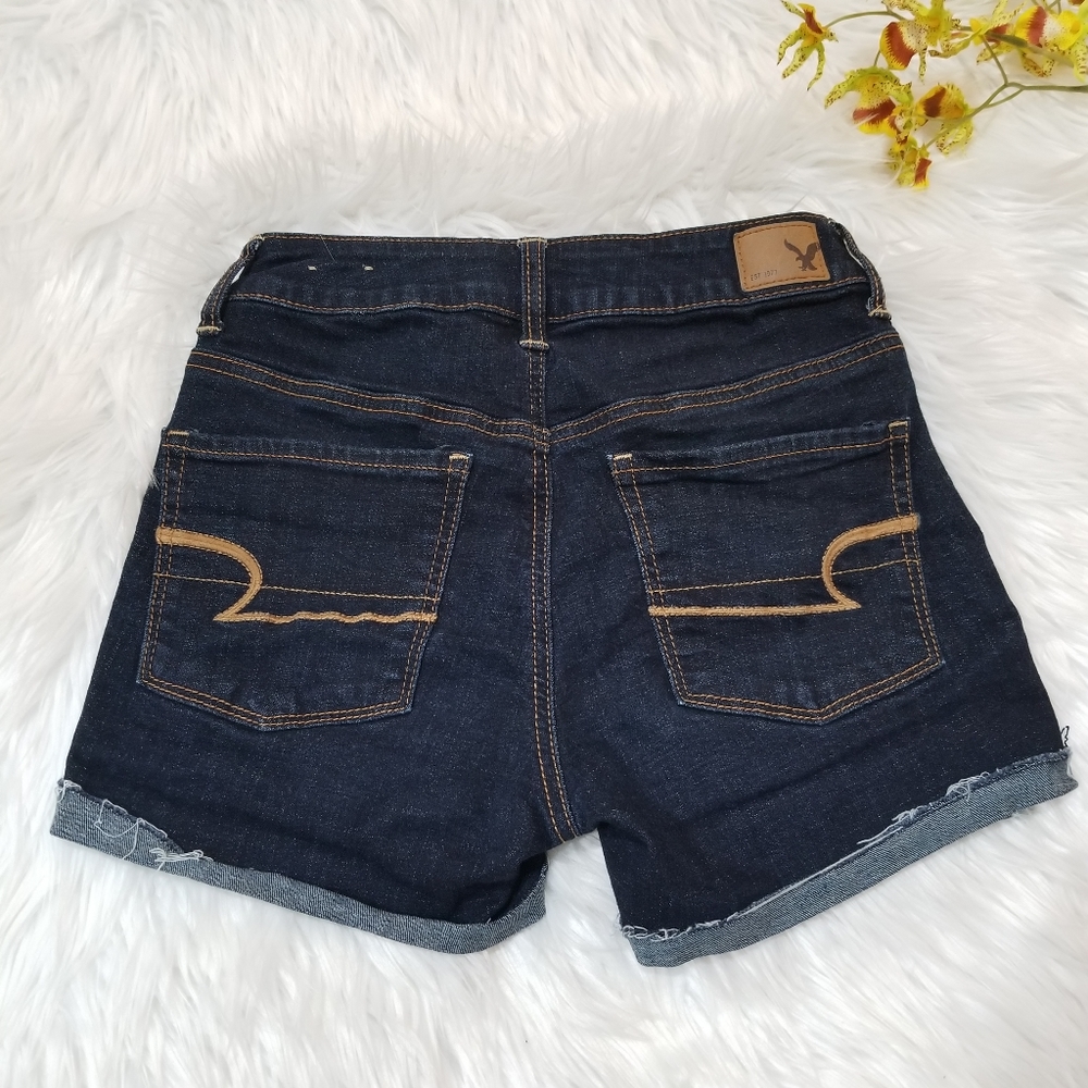 AMERICAN EAGLE Shorts Jeans Super Stretch Color Dark Blue Size 2.
